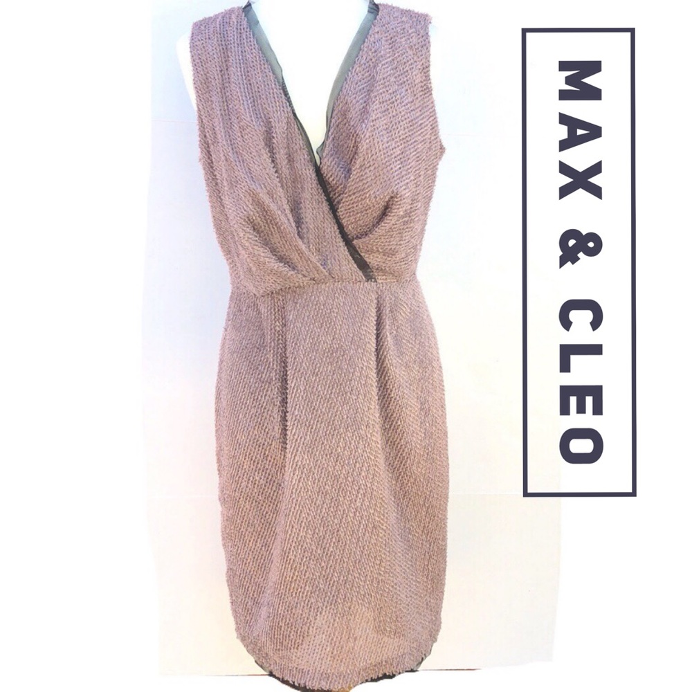 Max & Cleo shaggy pink blush cross front dress